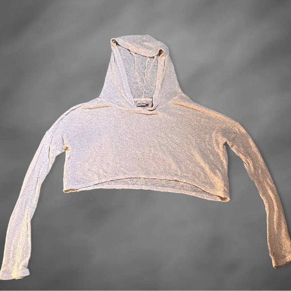 Mudd Light Cream Cropped Hoodie